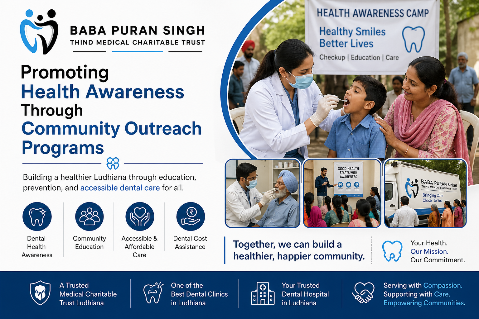 Affordable dental care Ludhiana, Dental charitable trust Ludhiana, Accessible dental services, Ludhiana dental health, Medical charitable trust in Ludhiana, Affordable oral hygiene, Ludhiana dental charitable trust, charitable trust Ludhiana, Dental cost assistance, Baba Puran Singh Trust dental care